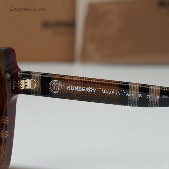NEW Burberry BE4393 MERYL 405413 Check Bordeaux Pink Gradient Women Sunglasses - Picture 5 of 8